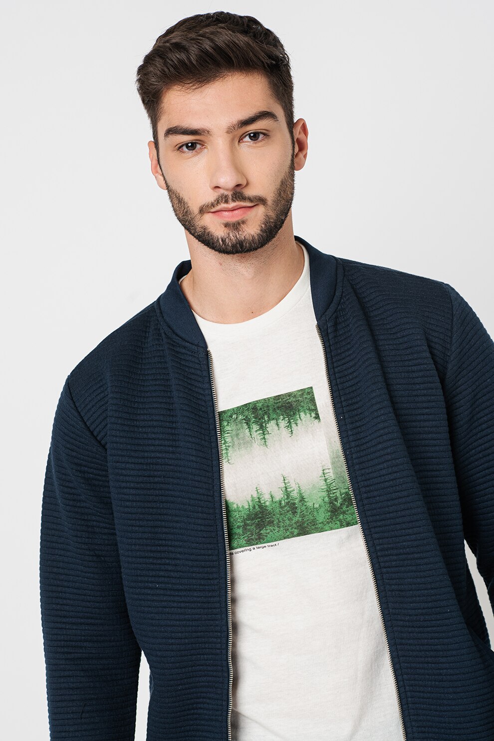 !Solid, Bluza sport cu fermoar Tello, Bleumarin