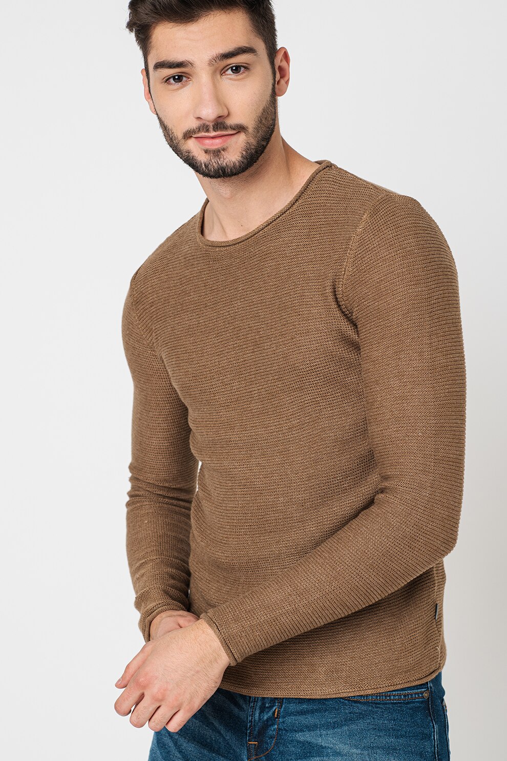 !Solid, Pulover cu decolteu la baza gatului Jarah, Maro