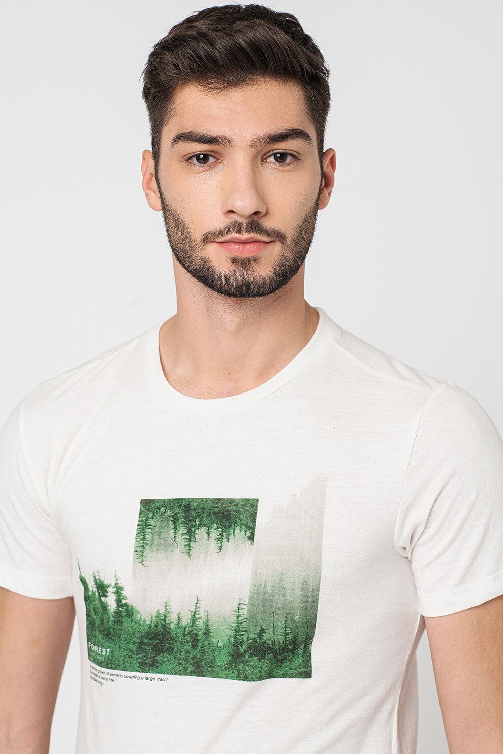 !Solid, Tricou cu imprimeu Vidal, Alb/verde