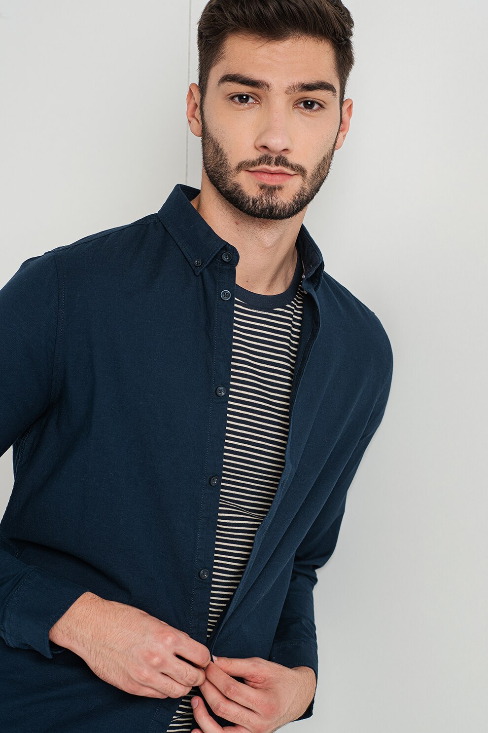 !Solid, Camasa slim fit Val, Bleumarin