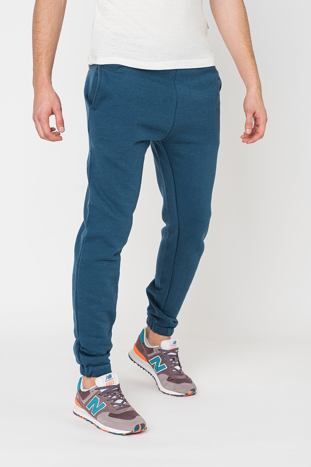 !Solid, Pantaloni sport cu mansete elastice la nivelul gleznei Victer, Bleumarin