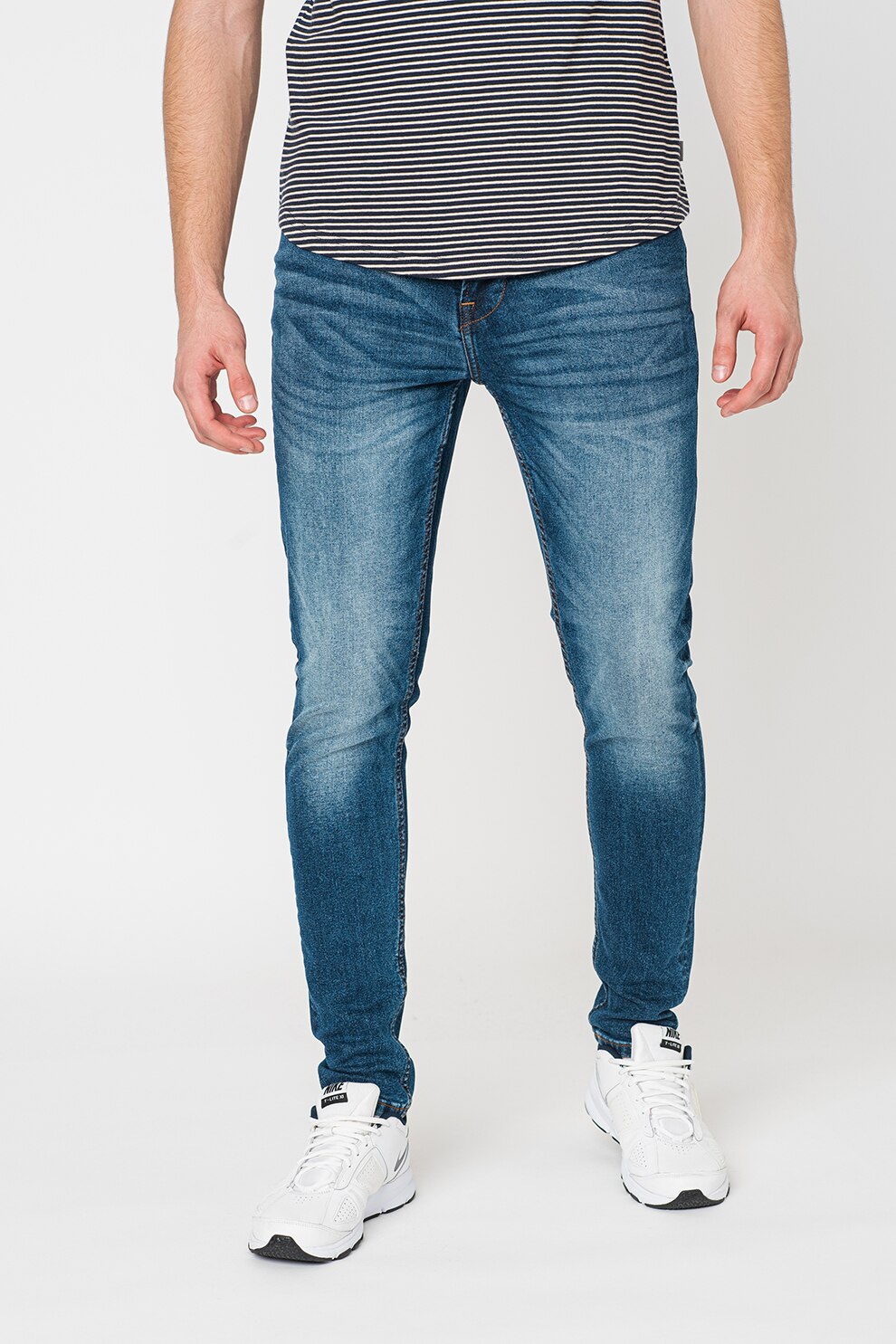 !Solid, Blugi cu aspect decolorat Volmer, Albastru inchis