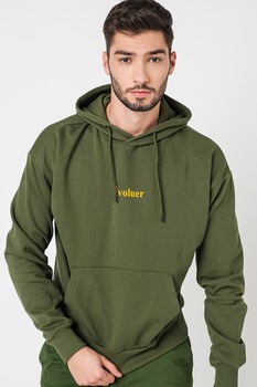 !Solid, Hanorac cu imprimeu logo Valther, Verde forest !Solid, Hanorac cu imprimeu logo Valther, Verde forest