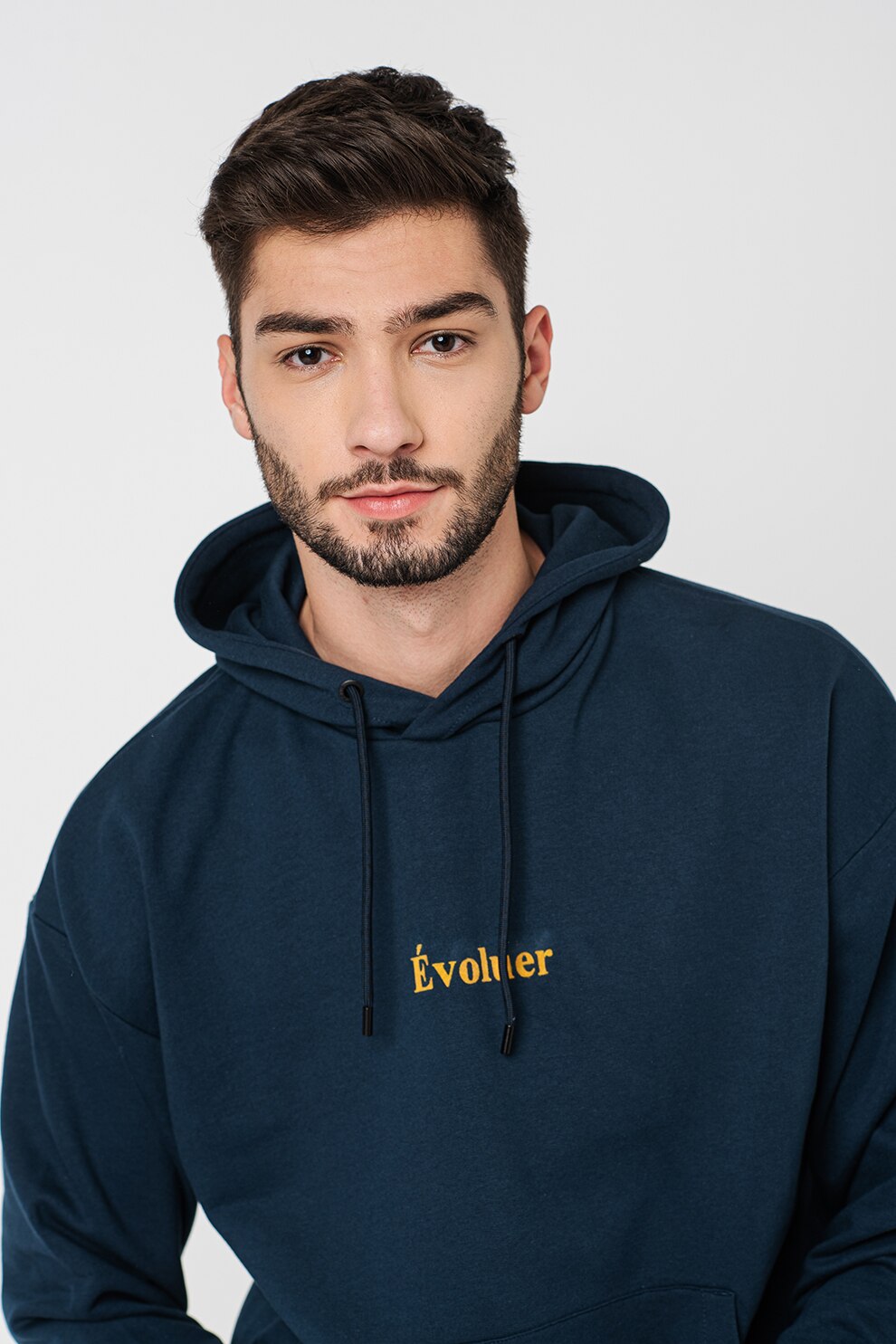 !Solid, Hanorac cu imprimeu logo Valther, Bleumarin