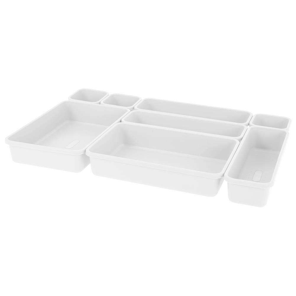 Organizator sertar, Storage Solutions, Plastic, 8 compartimente, Alb