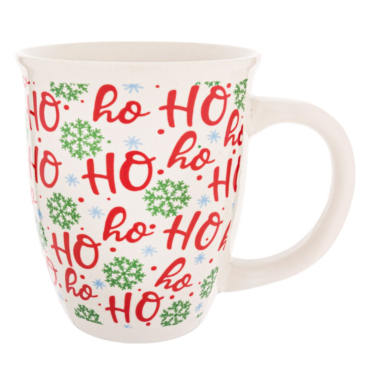Cana Ceramica, New Line, model de Craciun cu Mesaj Ho Ho Ho, 390 ml, Alb