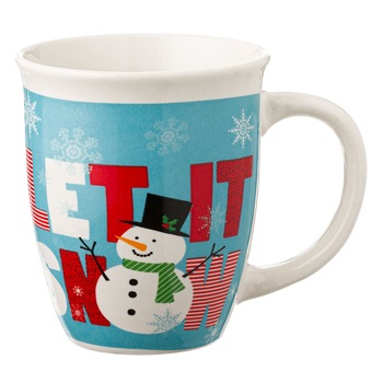 Cana Ceramica, model de Craciun cu Om de Zapada si Mesaj, 390 ml, Multicolor Cana Ceramica, model de Craciun cu Om de Zapada si Mesaj, 390 ml, Multicolor