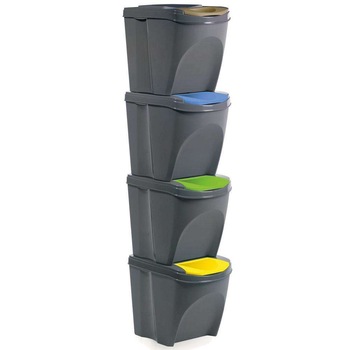 Set cos gunoi separare deseuri, Orion, Plastic, 4x21 L, Negru Set cos gunoi separare deseuri, Orion, Plastic, 4x21 L, Negru