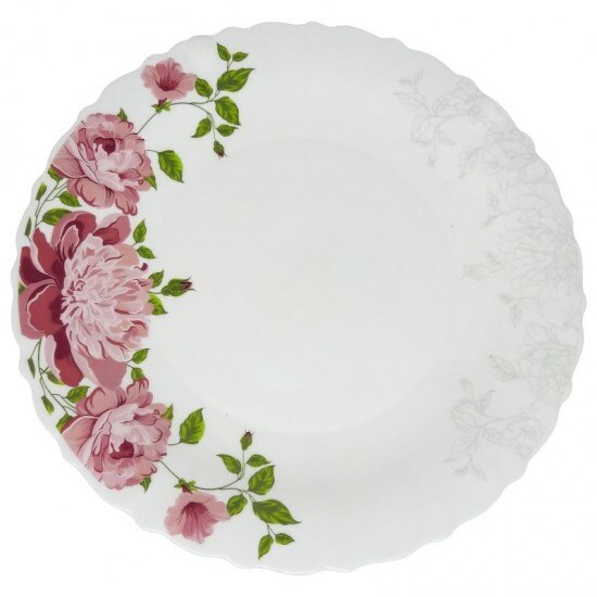 Set 6 farfurii opal cu model floral bujor,intinse mari,25cm