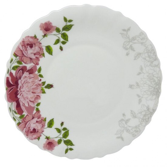 Set 6 farfurii opal,model floral bujor,desert,19cm