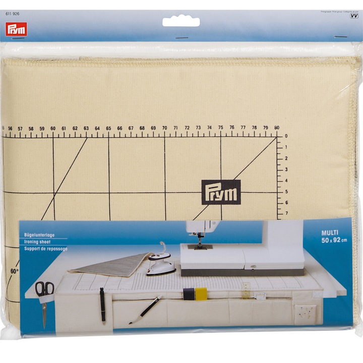 Suport multifunctional pentru masina de cusut, cu scara metrica, dimesiune 52x90 cm, cu 3 buzunare pentru accesorii