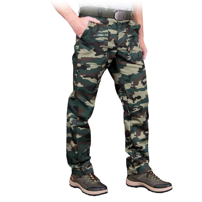 Pantaloni de protectie, Yes-T, in talie, din tercot, rezistenti la rupere si uzura, cu buzunare multiple, camuflaj, marimea 54
