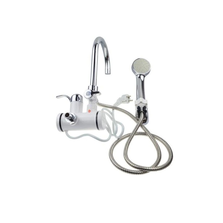 Robinet Electric de perete pentru Incalzit Apa cu Dus Tiessa®, Afisaj Temperatura LCD, Apa Calda Instant, 3KW