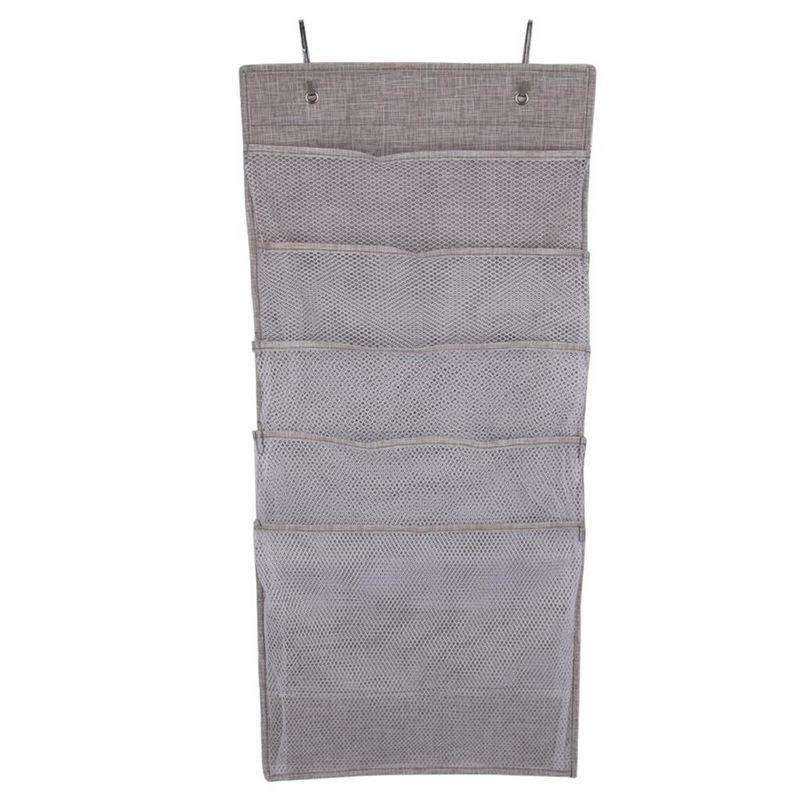 Organizator suspendat, Orion, Textil, 5 compartimente, 35x77 cm, Gri deschis