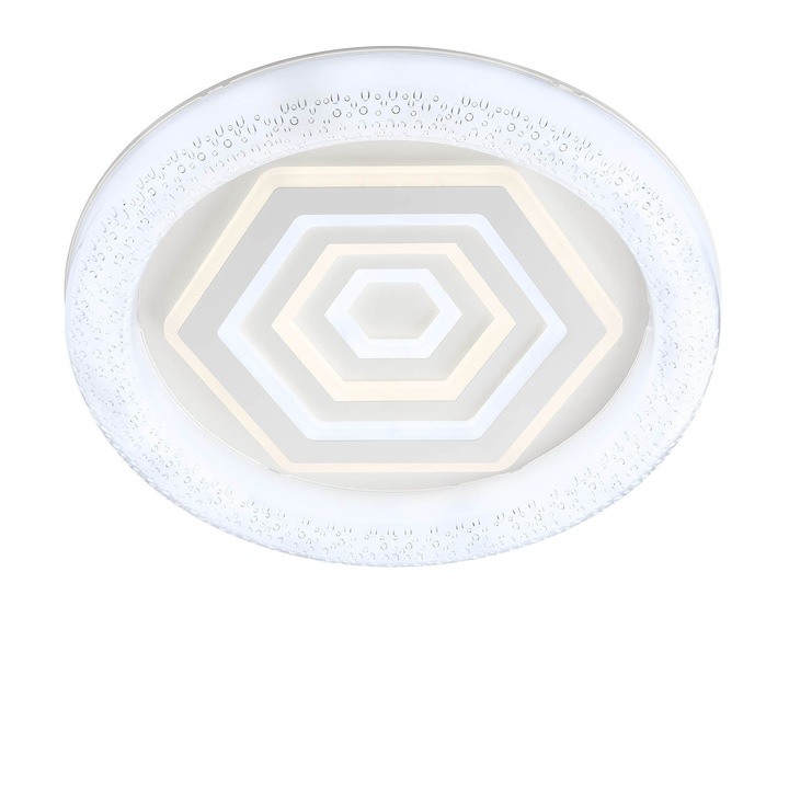 Плафониера DacEnergy©, LED, Метална/Акрилна конструкция, 132W, 9440 лумена, Топла/Неутрална/Студена светлина, С дистанционно управление, Бял