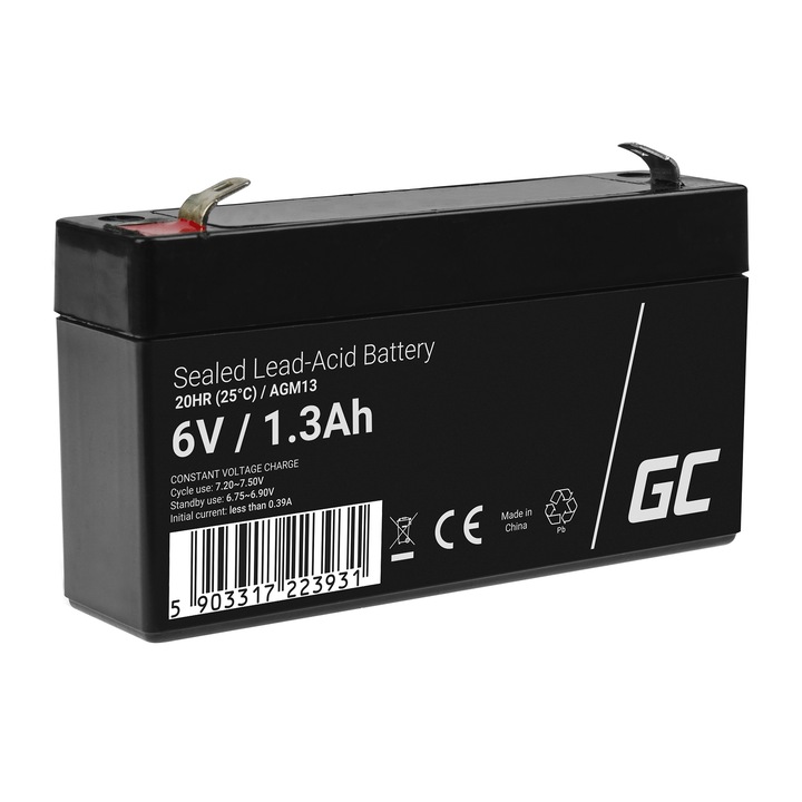 Стационарна батерия Green Cell, AGM, 6V 1.3Ah VRLA