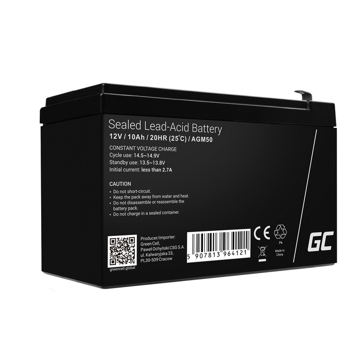 Стационарна батерия AGM 12V 10Ah VRLA Plum acid необслужвана батерия UPS захранващи системи Green Cell