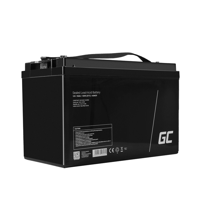 Стационарна батерия AGM 12V 90Ah VRLA Plum acid необслужвана батерия фотоволтаични кемпери камион Green Cell