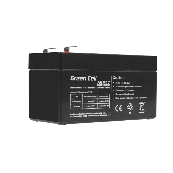 Green Cell AGM akkumulátor / akku VRLA 12V 1.2 Ah