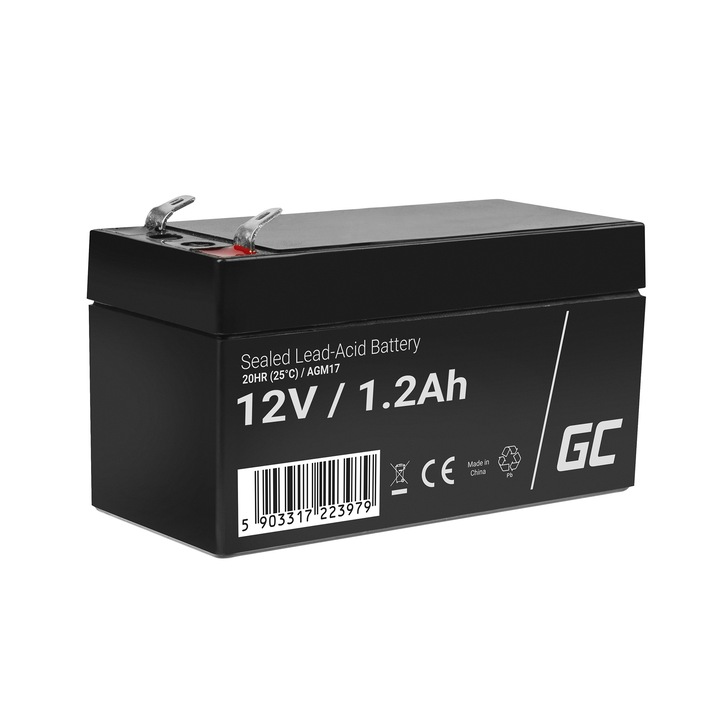 Стационарна батерия Green Cell AGM 12V 1.2Ah VRLA, Играчки, алармени системи