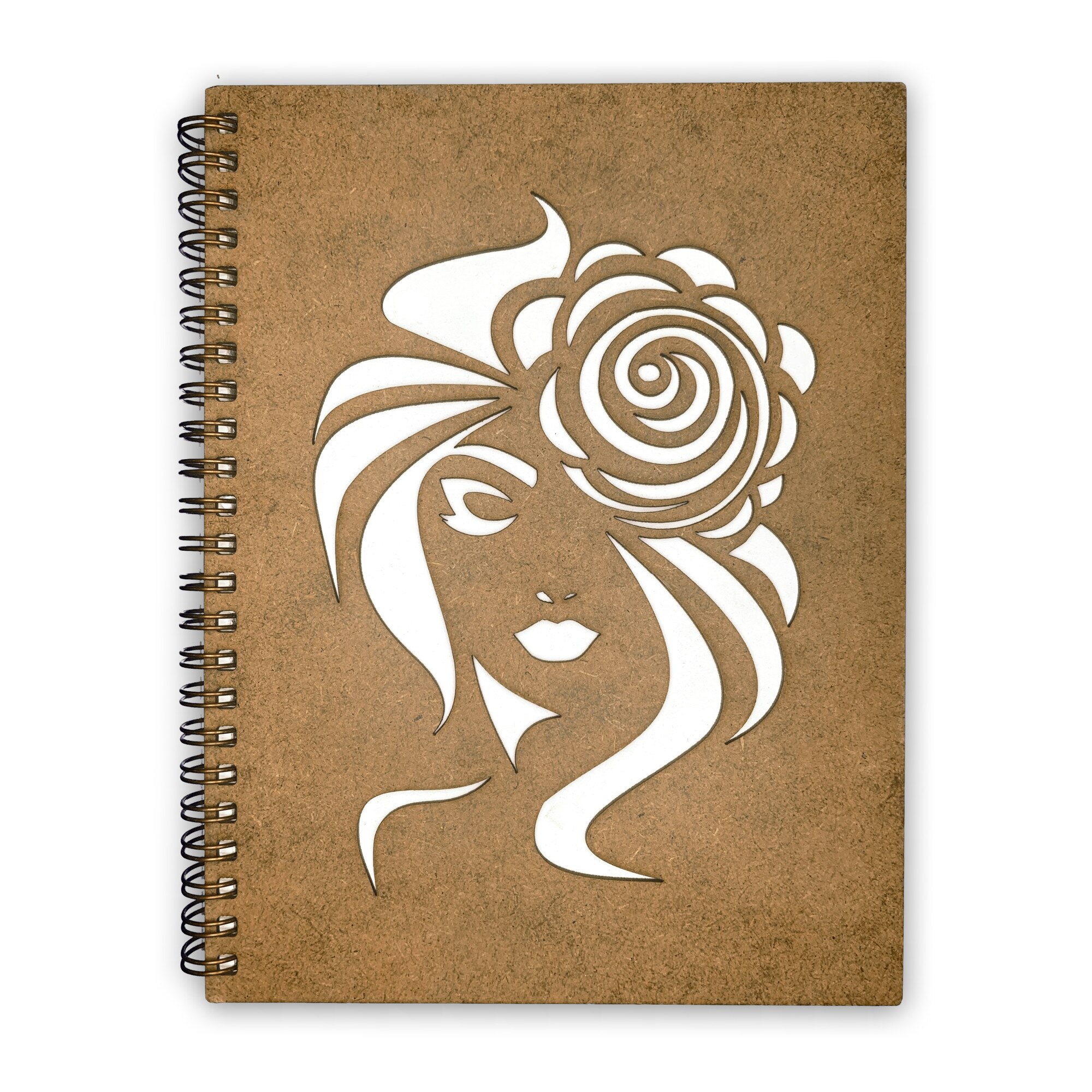 Agenda Lemn Decupata A5 80 file - Portret fata trandafir