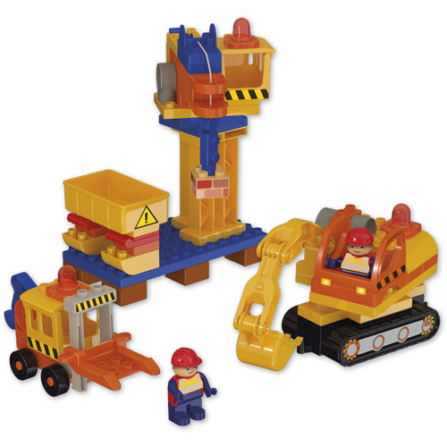 Set constructie Unico santier cu macara, 67 piese