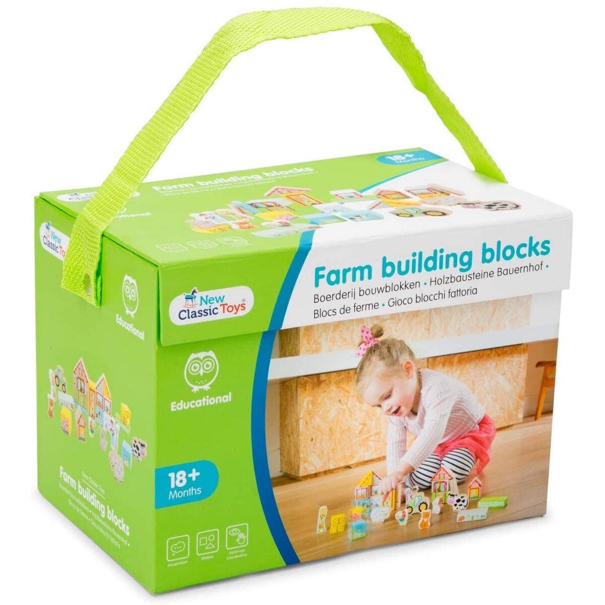 Set blocuri din lemn, New Classic Toys, Multicolor, 28piese