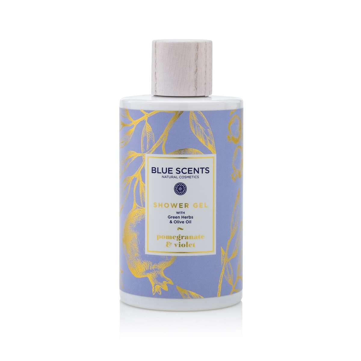 Gel de dus Blue Scents, cu rodie si violete, ulei de masline organic, ierburi grecesti, 300 ml