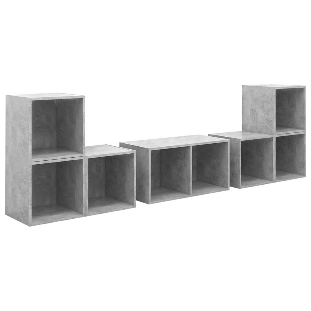 Set de 6 comode dulapuri TV vidaXL, PAL, 37 x 35 x 37 cm, Gri beton
