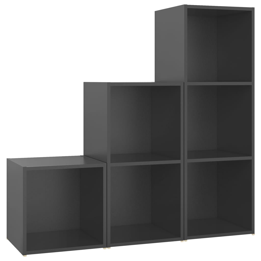 Set de 3 comode dulapuri TV vidaXL, PAL, 107 x 35 x 37 cm, Gri