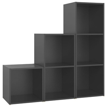 Set de 3 comode dulapuri TV vidaXL, PAL, 107 x 35 x 37 cm, Gri Set de 3 comode dulapuri TV vidaXL, PAL, 107 x 35 x 37 cm, Gri