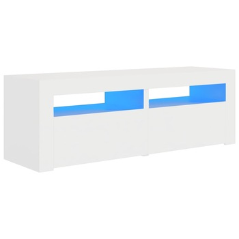 Comoda TV cu lumini LED vidaXL, PAL, 120 x 35 x 40 cm, Alb . Comoda TV cu lumini LED vidaXL, PAL, 120 x 35 x 40 cm, Alb .