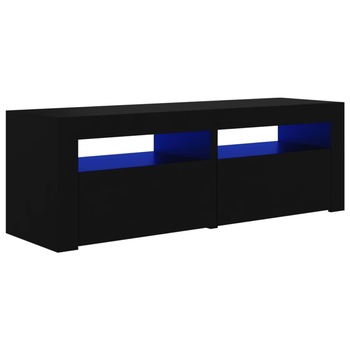 Comoda TV cu lumini LED vidaXL, PAL, 120 x 35 x 40 cm, Negru+ Comoda TV cu lumini LED vidaXL, PAL, 120 x 35 x 40 cm, Negru+