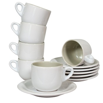 Set 6 cesti cu farfurie pentru cafea sau ceai, Cesiro, 220 ml, Alb Arctic cu interior Gri Set 6 cesti cu farfurie pentru cafea sau ceai, Cesiro, 220 ml, Alb Arctic cu interior Gri