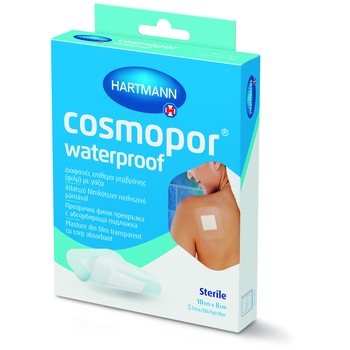 Set plasturi transparenti si autoadezivi, impermeabili pentru apa si germeni, cu corp absorbant central, disponibili in varianta sterila Hartmann Cosmopor Waterproof 10x8cm, 5 buc Set plasturi transparenti si autoadezivi, impermeabili pentru apa si germeni, cu corp absorbant central, disponibili in varianta sterila Hartmann Cosmopor Waterproof 10x8cm, 5 buc