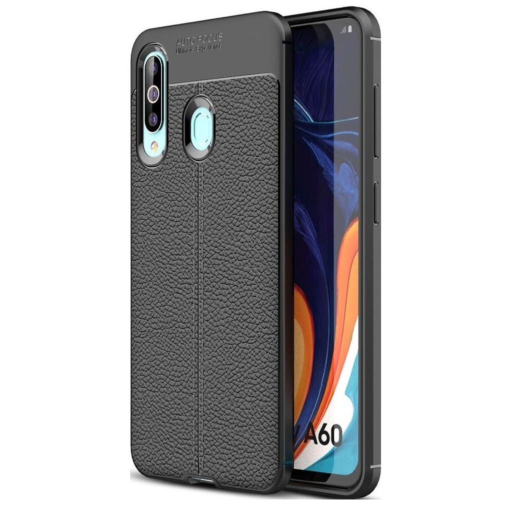 Husa Premium Antisoc model tip Piele AutoFocus pentru Samsung Galaxy A60 / M40 , Negru