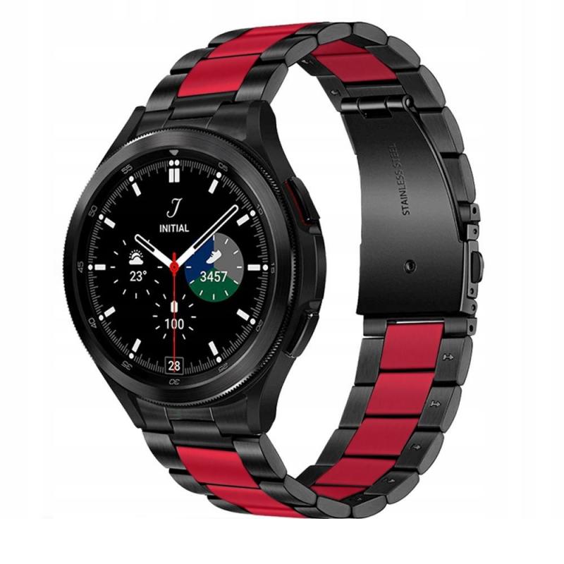 Curea otel inoxidabil Tech-Protect Stainless compatibila cu Samsung Galaxy Watch 4 / Galaxy Watch 4 Classic Black/Red