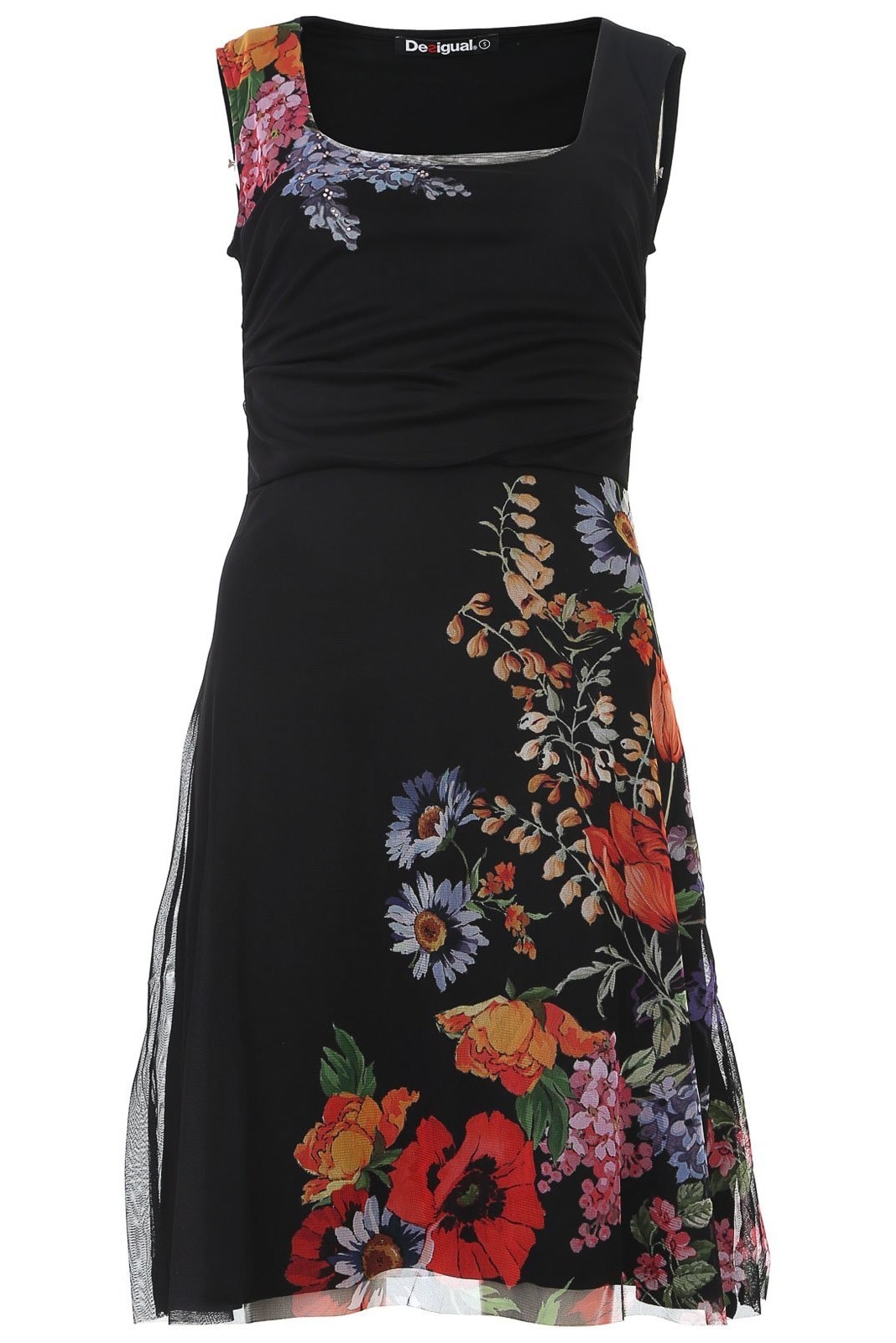 Rochie Dama cu imprimeu floral, Desigual-Jessica, Negru, XL