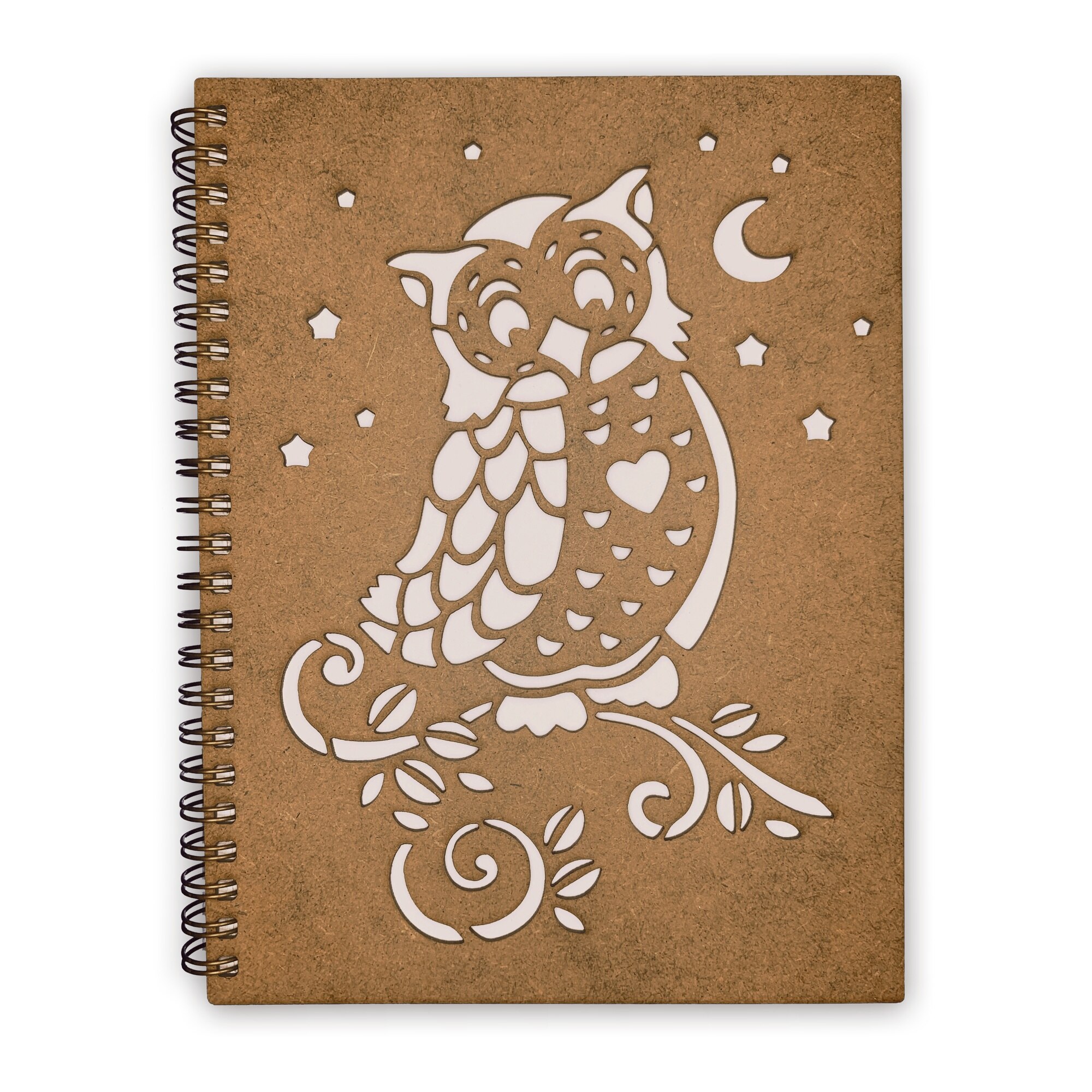 Agenda Lemn Decupata A5 80 file - Bufnita printre stele