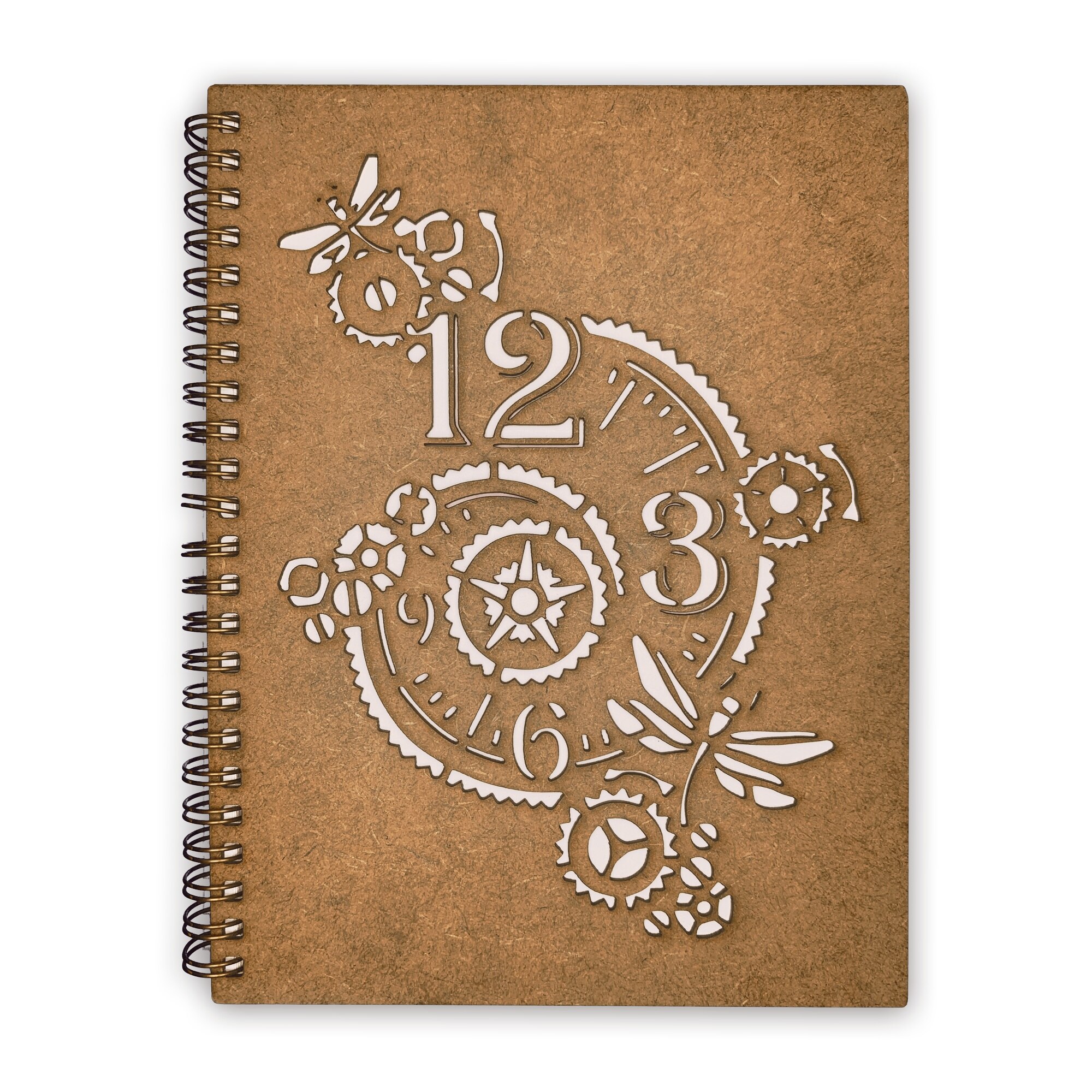 Agenda Lemn Decupata A5 80 file - Ceas cu libelule