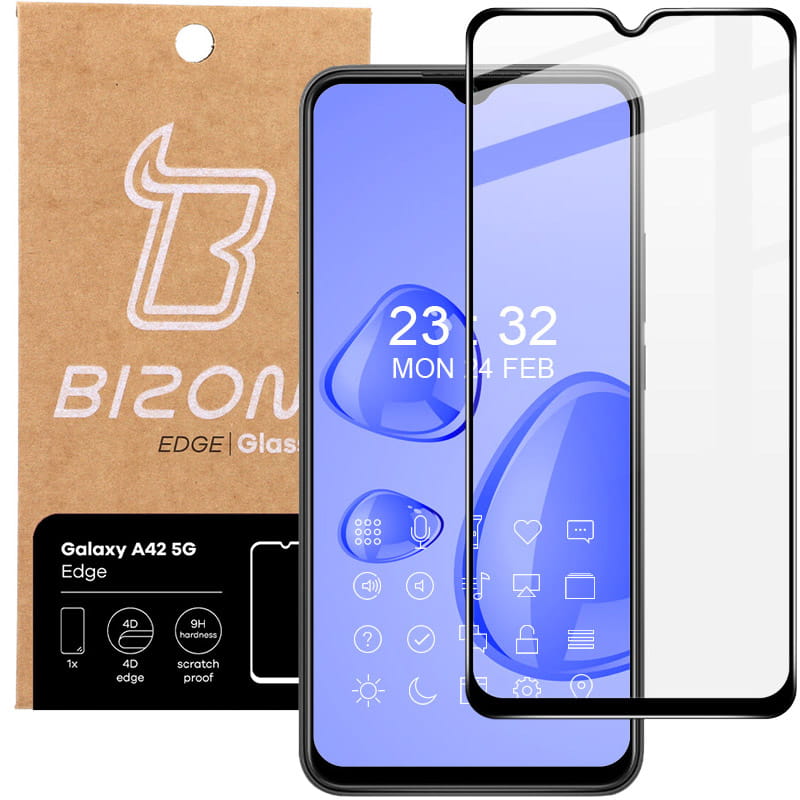 Folie de sticla securizata Bizon Glass Edge pentru Galaxy A42 5G, negru