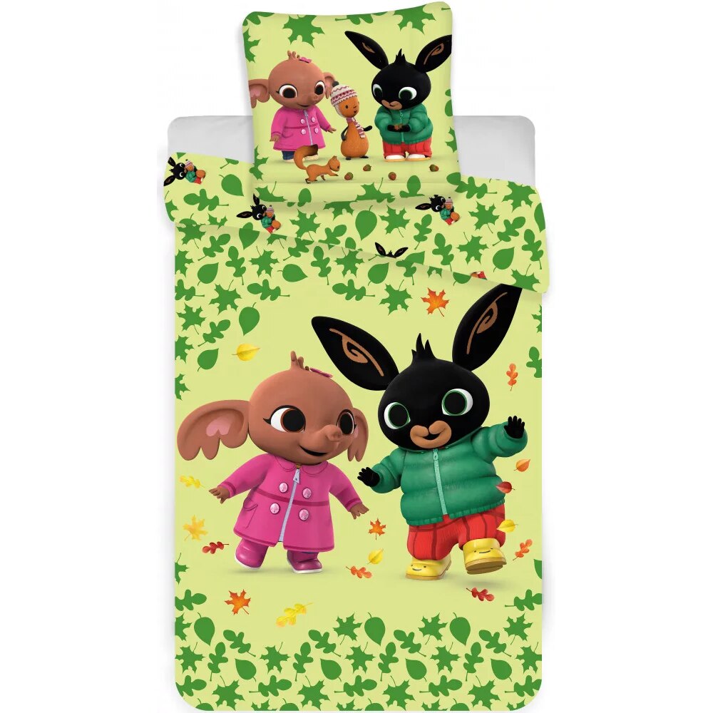 Set lenjerie pat copii Bing si Sela100x135 + 40x60, SunCity, Verde