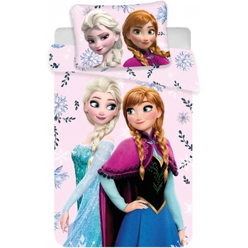 Set lenjerie pat copii Frozen Anna and Elsa 100x135 + 40x60, SunCity Set lenjerie pat copii Frozen Anna and Elsa 100x135 + 40x60, SunCity