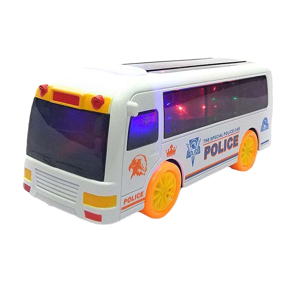 Autobuz de politie de jucarie, interactiv, cu sunete si lumini, 19 x 9 x 7.5 cm, WP9001 RCO®