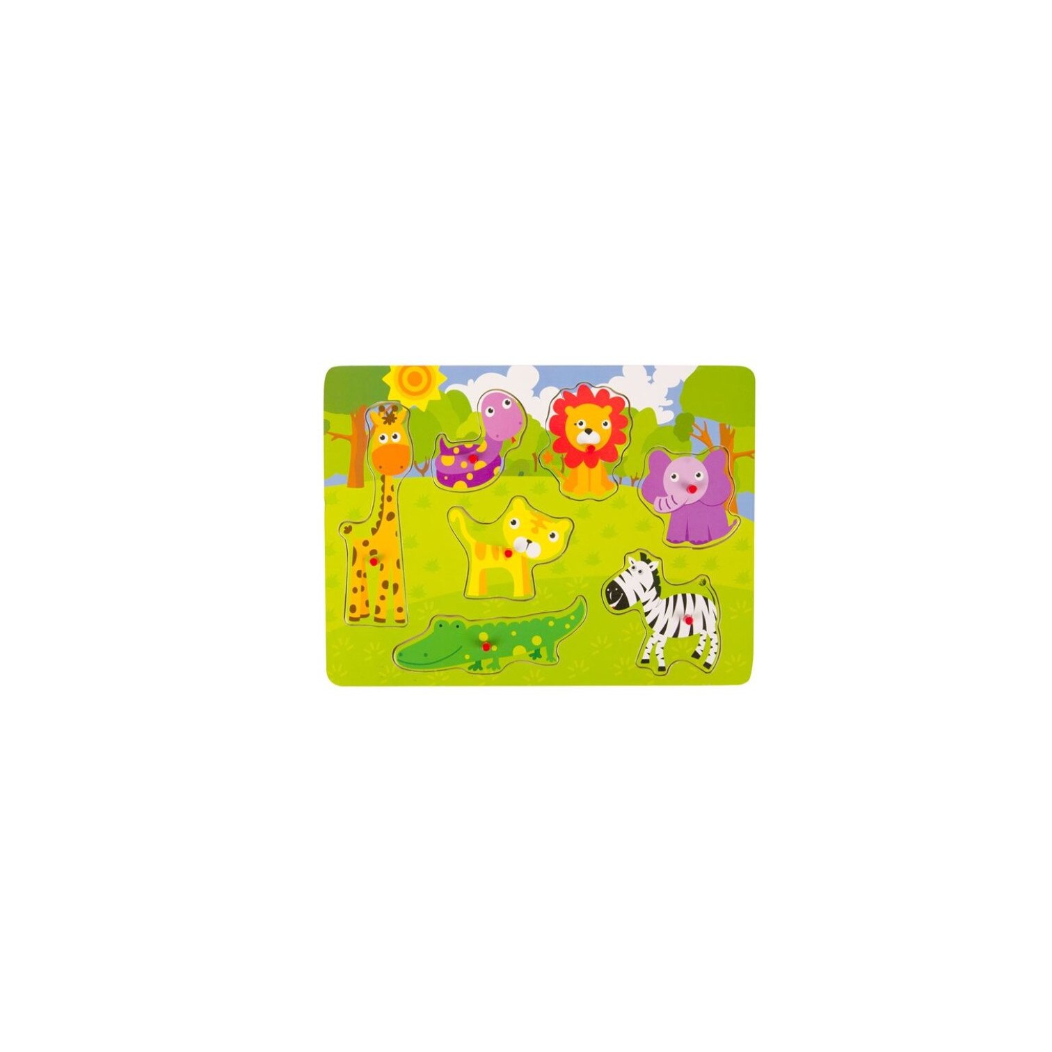 Puzzle educational din lemn, jungla, 7 piese
