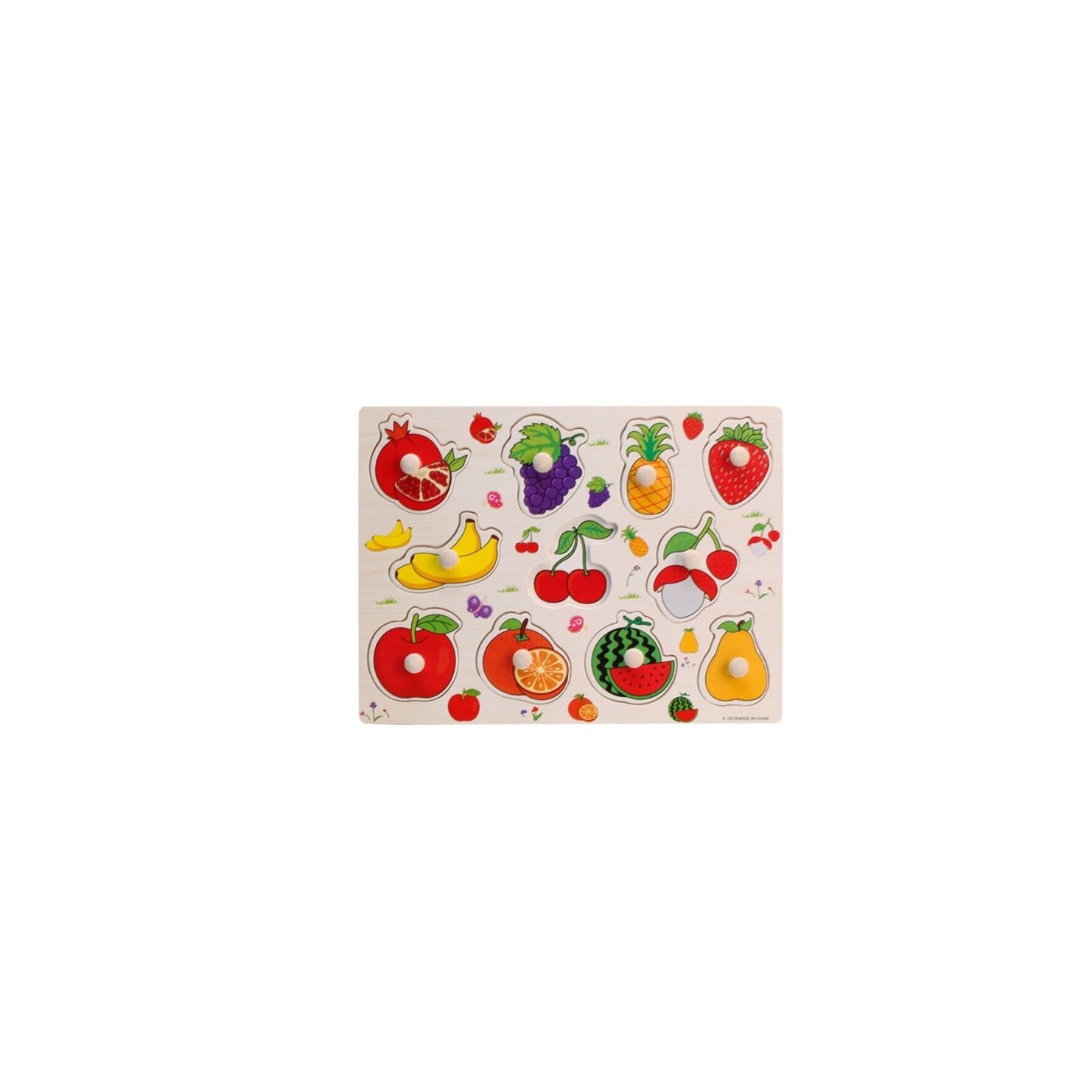 Puzzle educational din lemn, fructe, 11 piese