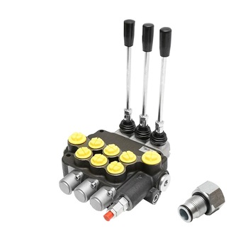 Distribuitor hidraulic cu 3 manete debit 80L/min cu levier si reductie inclusa -15 /+80 Breckner Germany Distribuitor hidraulic cu 3 manete debit 80L/min cu levier si reductie inclusa -15 /+80 Breckner Germany