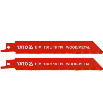 Set 2 panze pentru fierastrau sabie, Yato YT-33931, pentru lemn si metal, 150 mm, 18TPI, HCS Set 2 panze pentru fierastrau sabie, Yato YT-33931, pentru lemn si metal, 150 mm, 18TPI, HCS