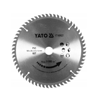 Disc circular pentru PVC, Yato YT-60627, dimensiune 185x20x2.5mm Disc circular pentru PVC, Yato YT-60627, dimensiune 185x20x2.5mm