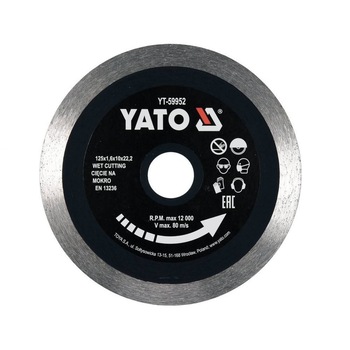 Disc diamantat taiere gresie si faianta, Yato YT-59952, diametru 125 mm Disc diamantat taiere gresie si faianta, Yato YT-59952, diametru 125 mm